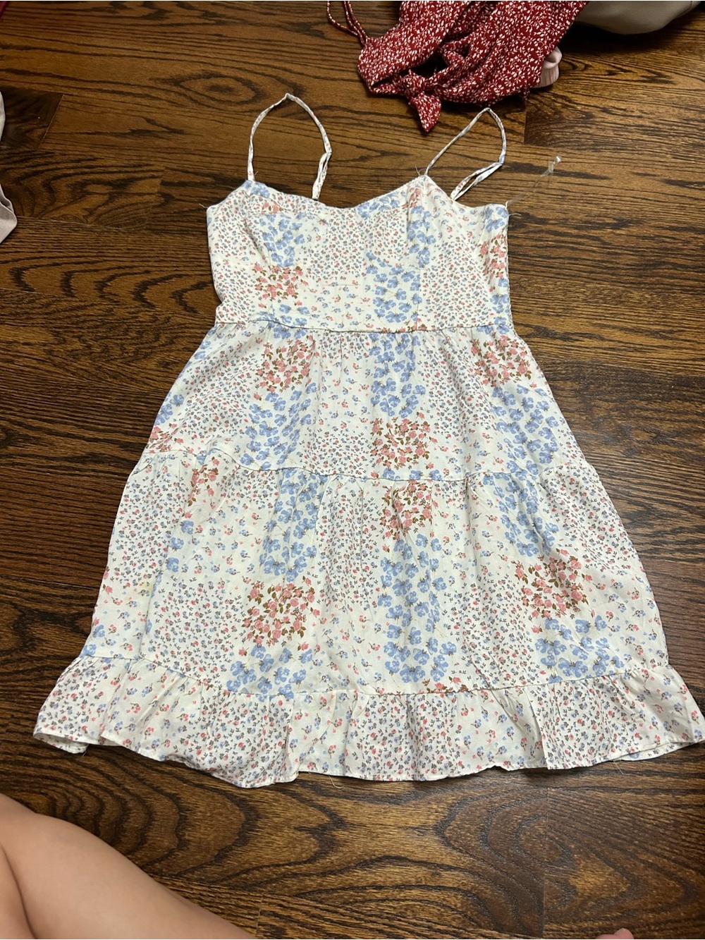 Aeropostale Cream Mini Dress with Blue & Pink Floral Print